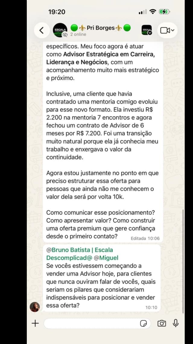Depoimento de aluno