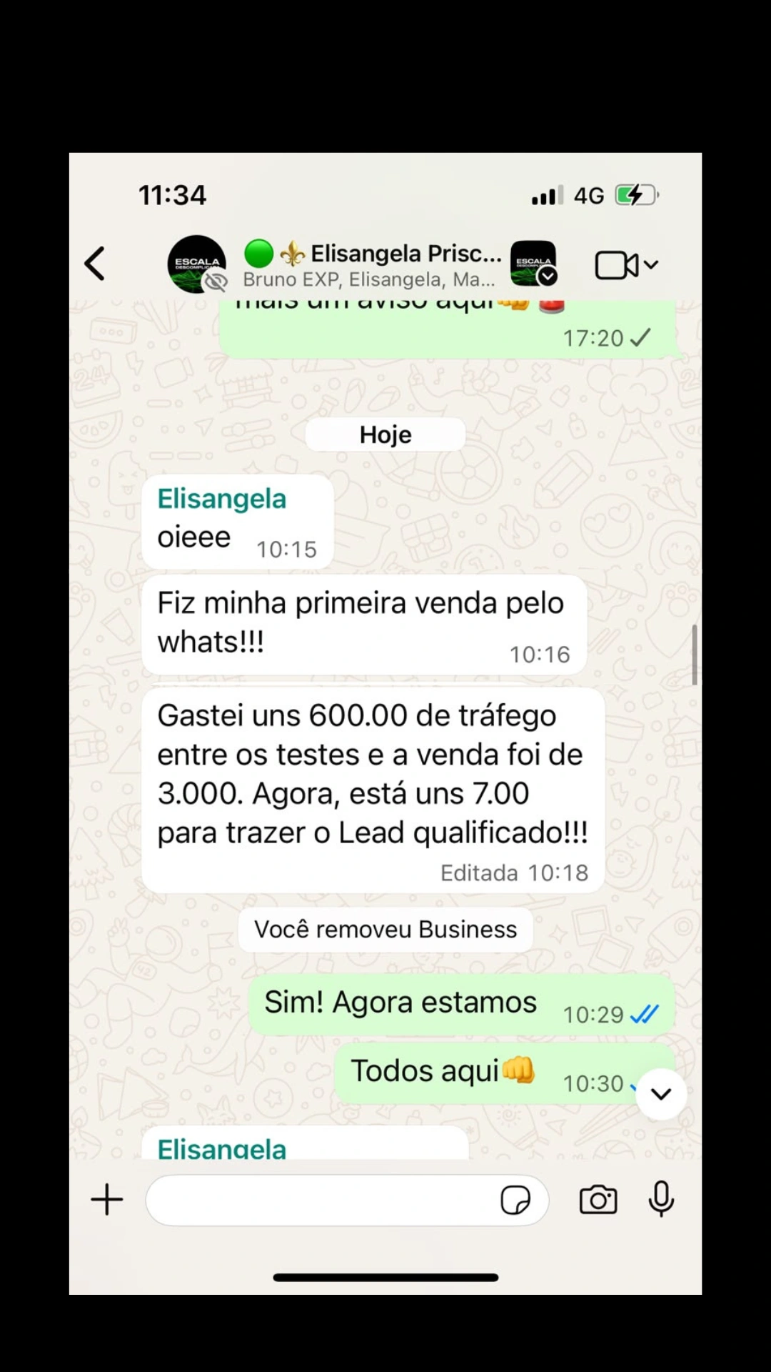 Depoimento de aluno