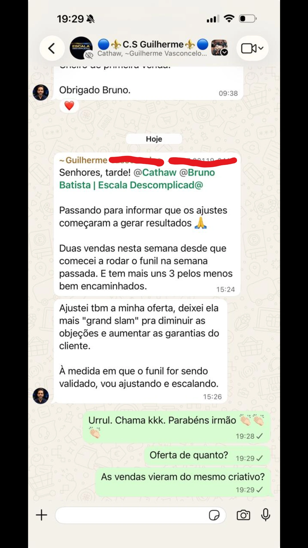 Depoimento de aluno