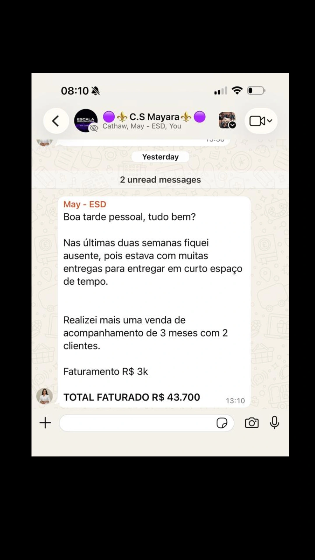 Depoimento de aluno