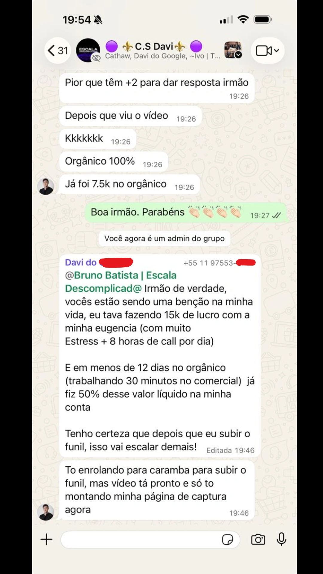 Depoimento de aluno